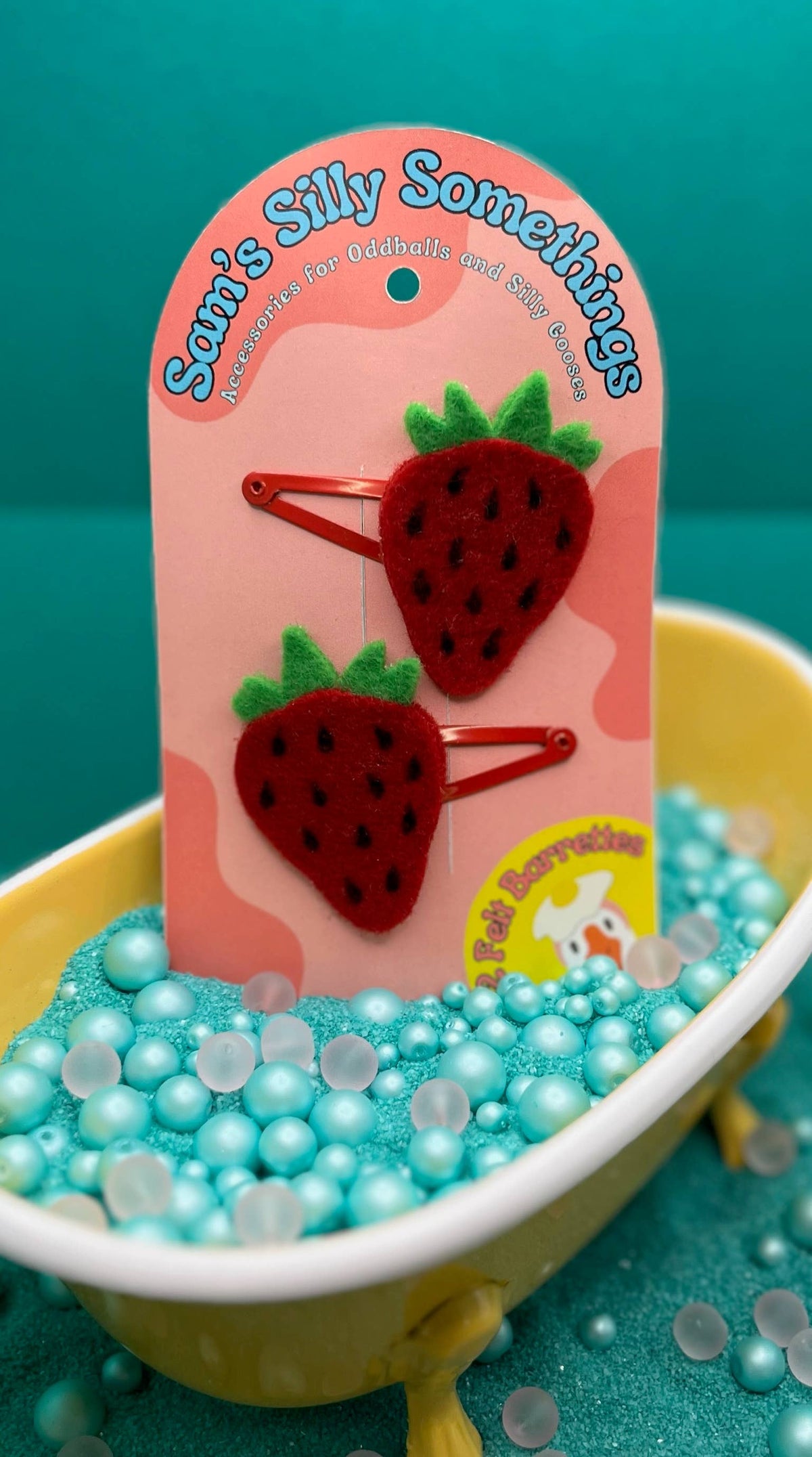 Strawberry Barrettes | Felt Barrettes | Hair Accessories