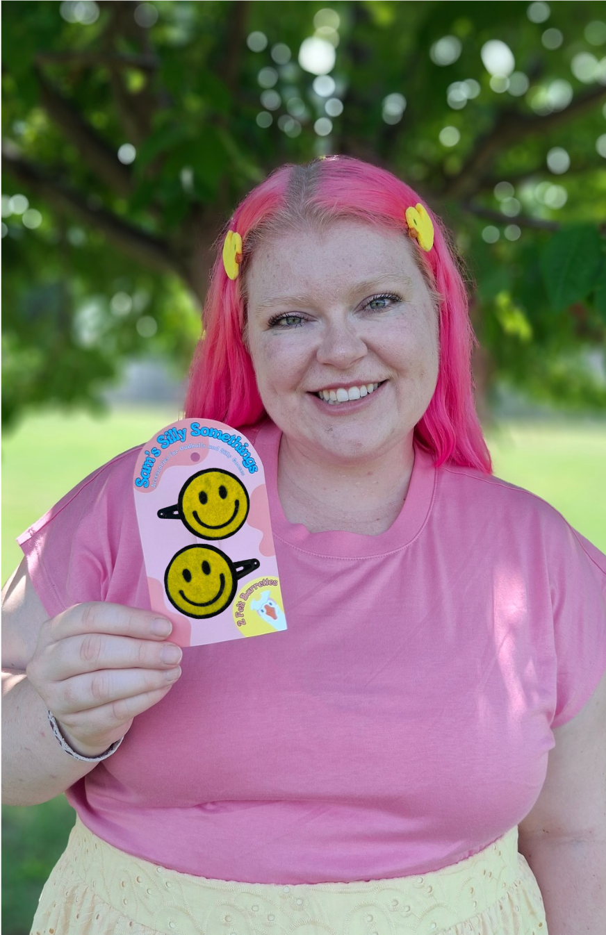 Smiley Face Barrettes | Felt Barrettes | Hair Accessories