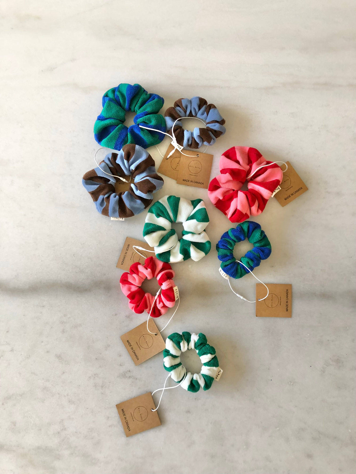 TOWELING STRIPE SCRUNCHIES