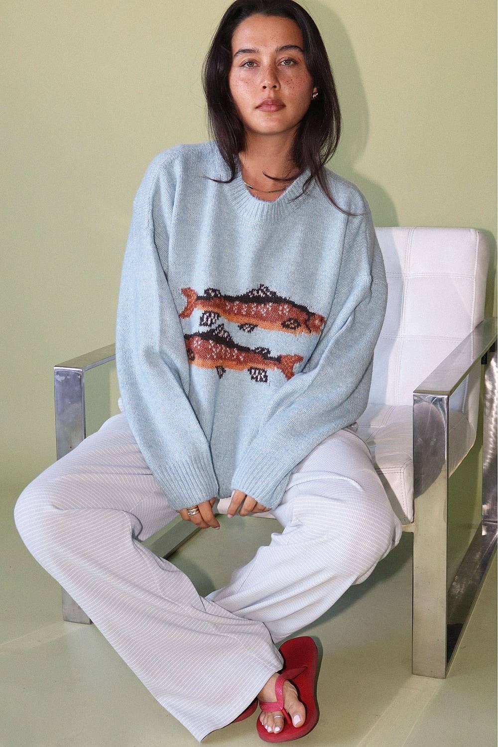 Trout Graphic Knit Sweater
