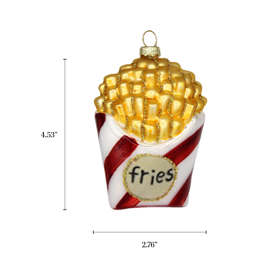French Fries, Vintage Food Glass Christmas Tree Ornament