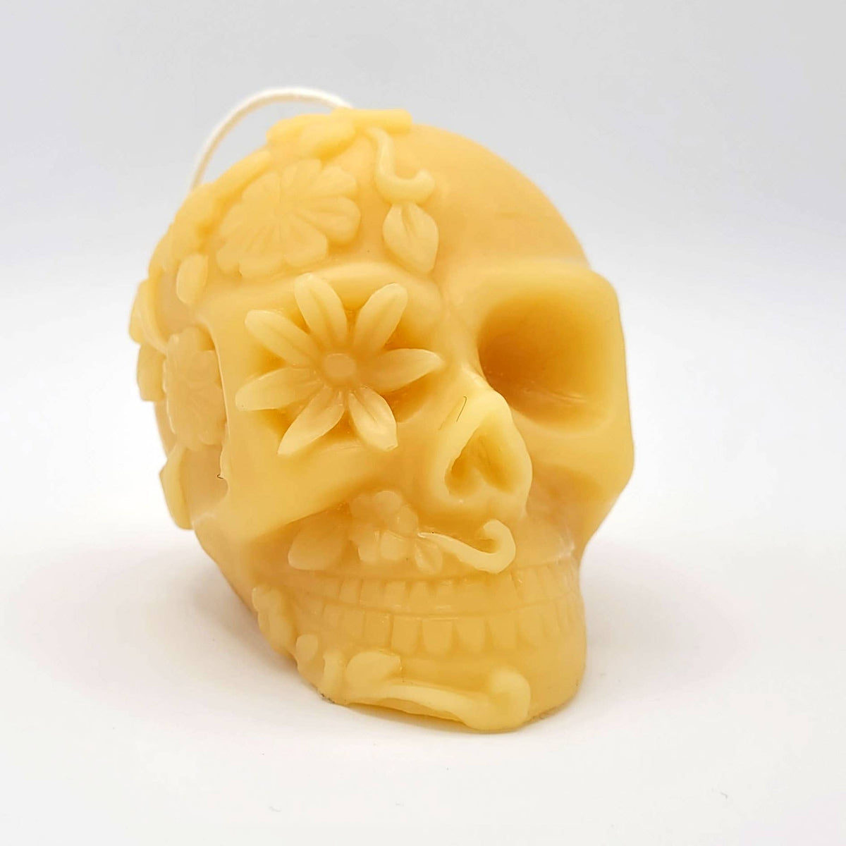 Beeswax Candle- Flower Skull