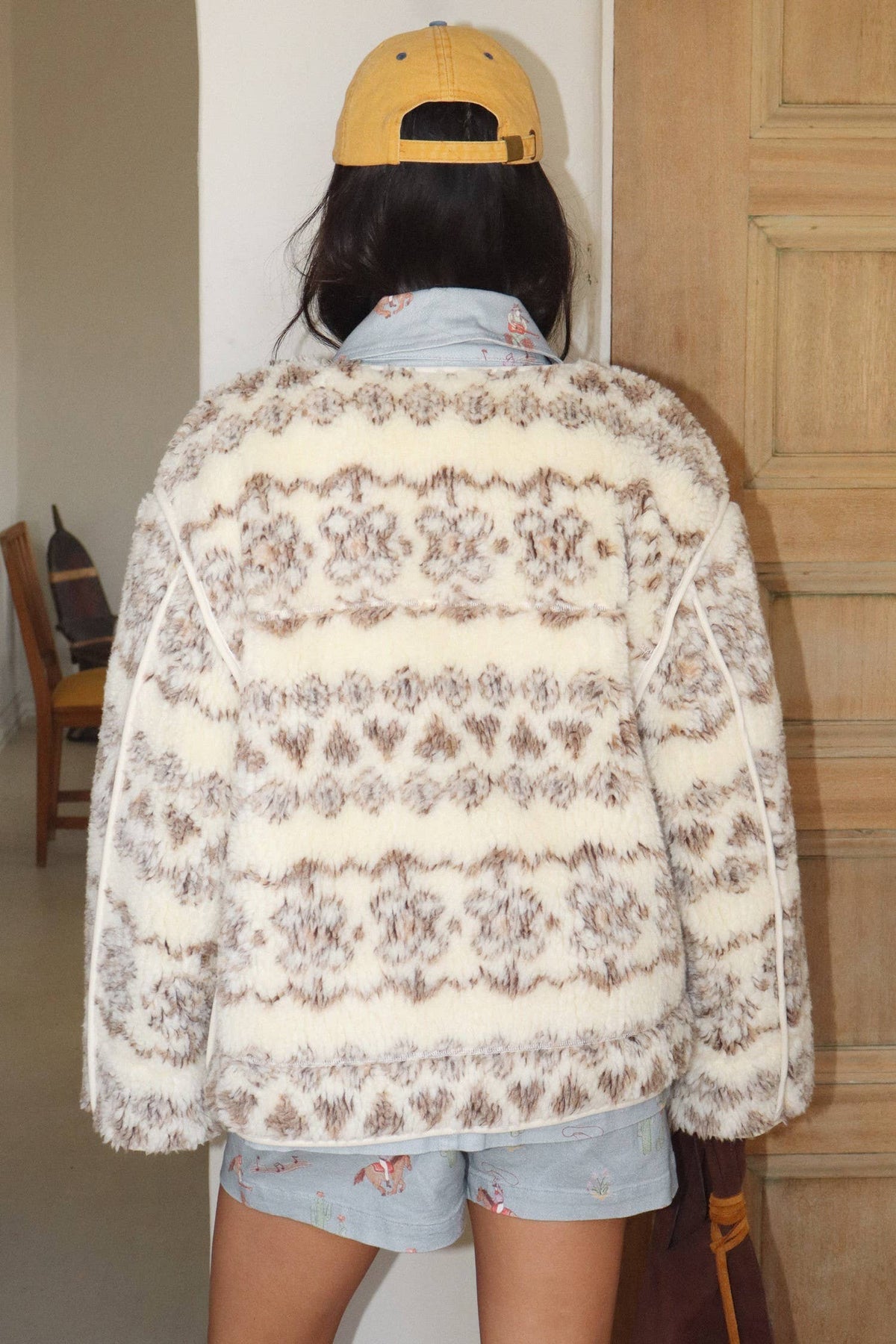 Zip-Front Fuzzy Sherpa Jacket