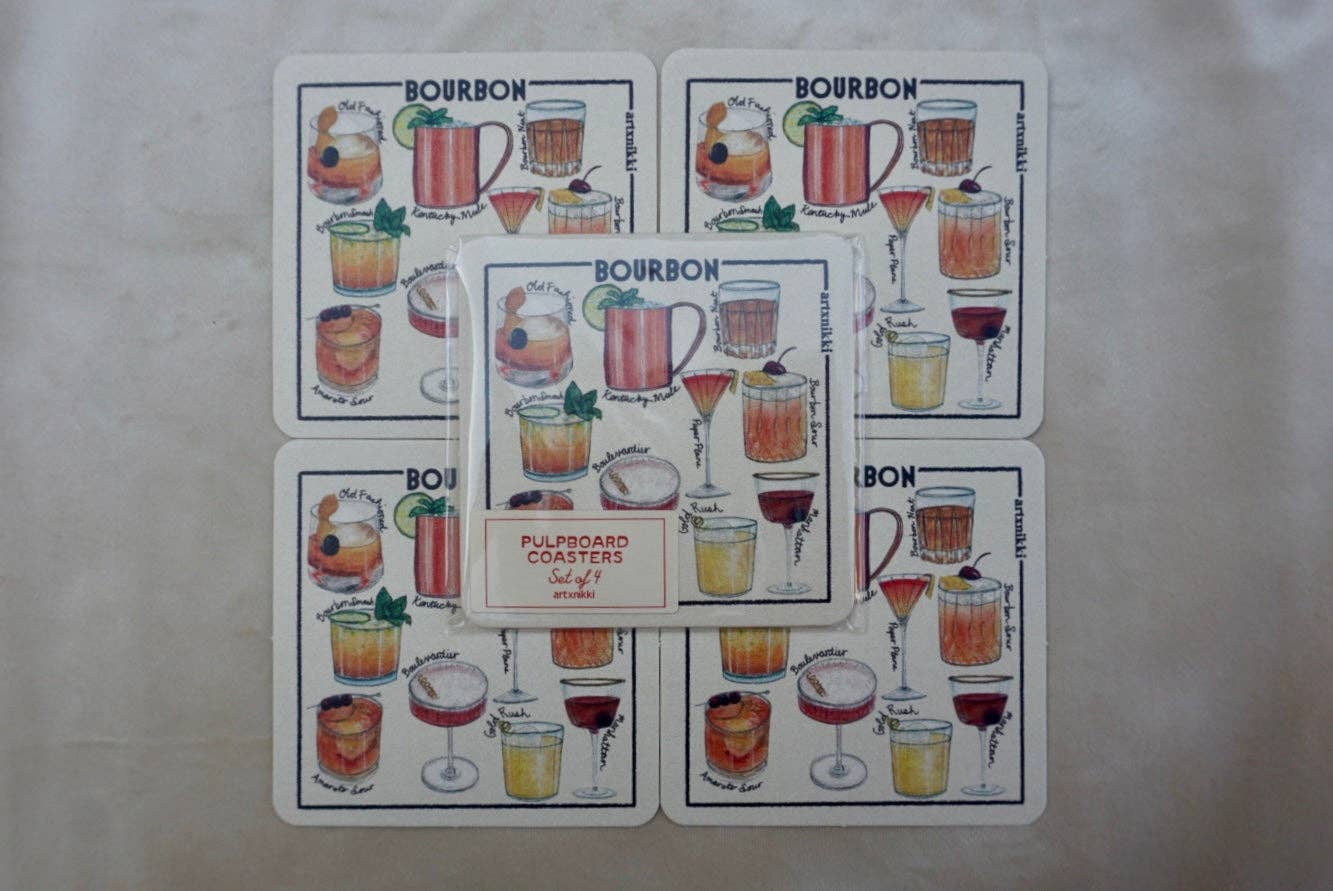 Classic Bourbon Cocktail Coaster Set of 4