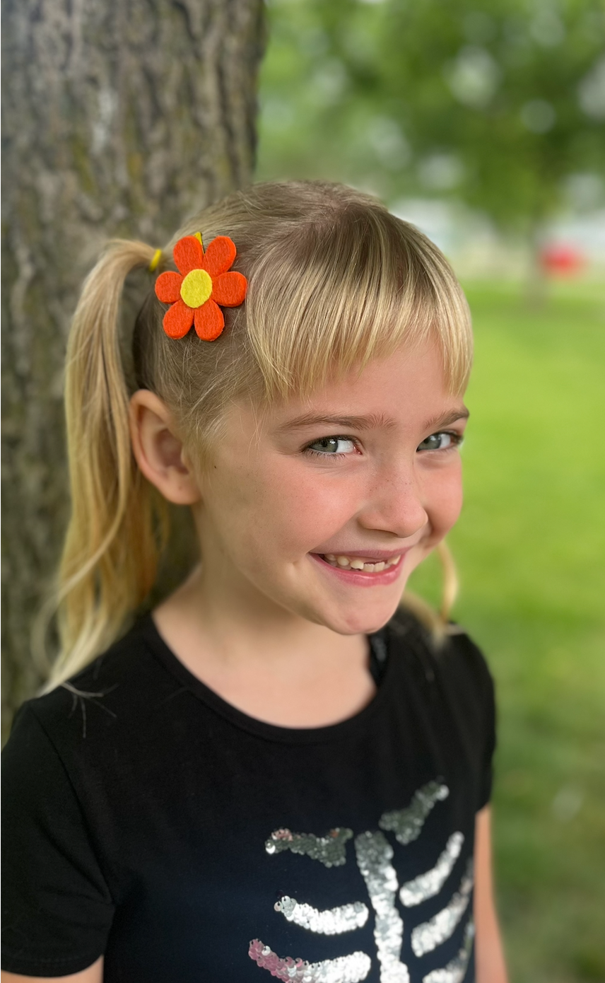 Orange Flower Barrettes | Felt Barrettes | Hair Accessories