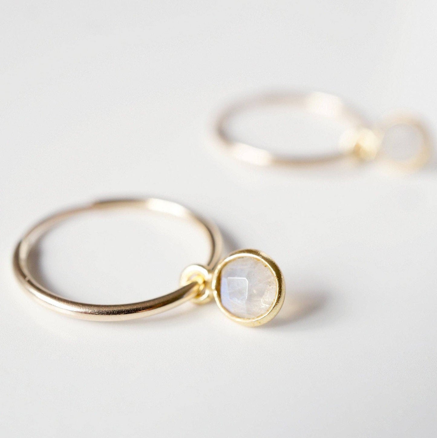 Hunter and Trove- Moonstone 14K Gold fill Gold Hoop Earrings (Valais)