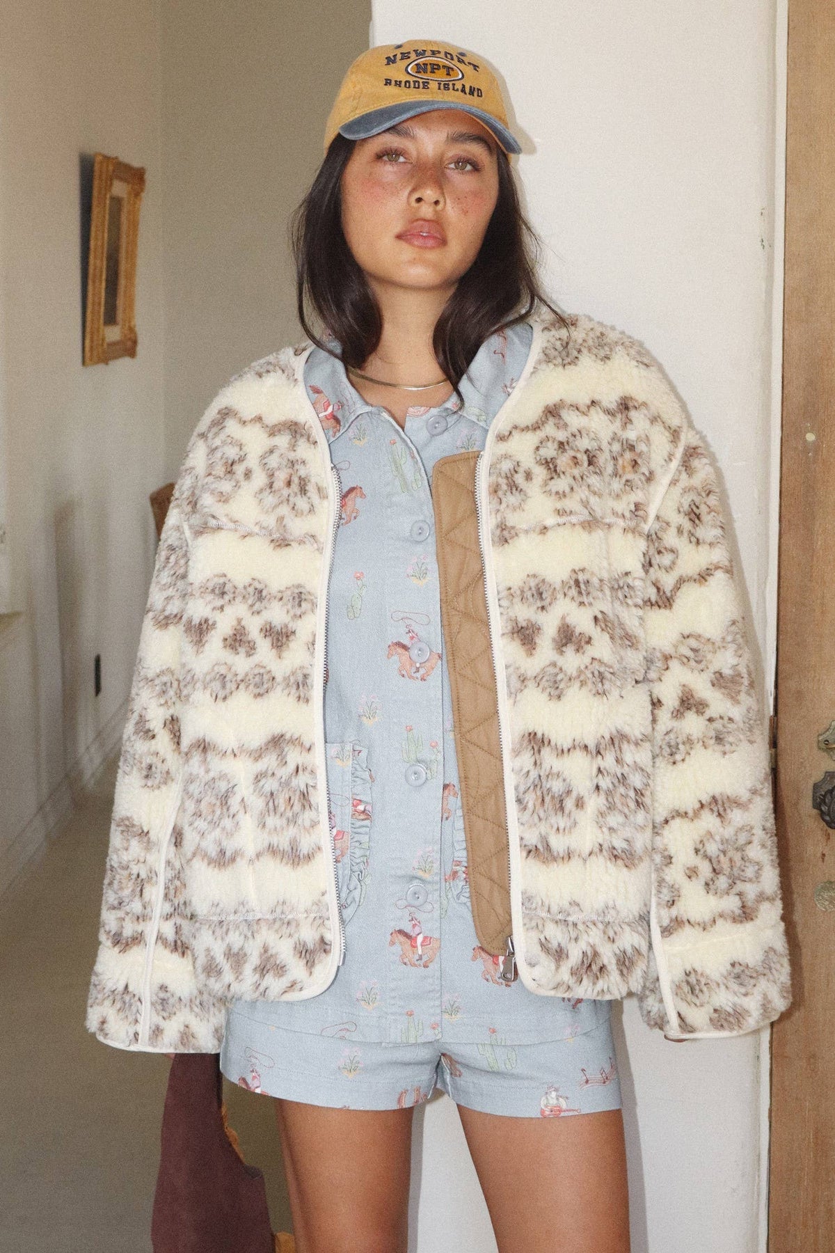 Zip-Front Fuzzy Sherpa Jacket