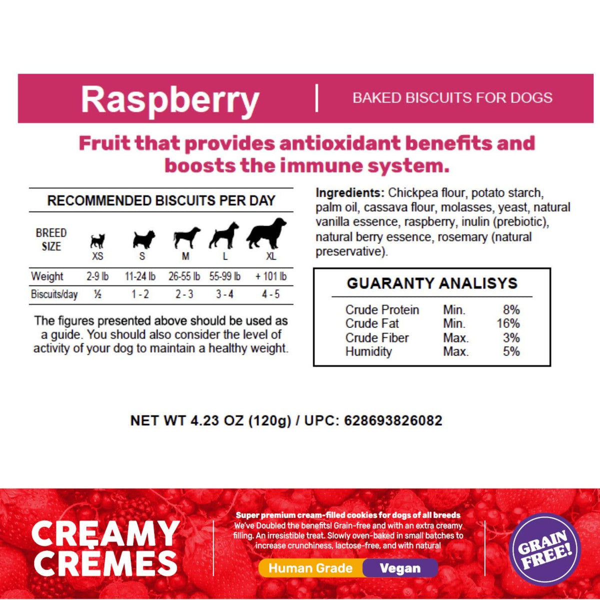 Dog Biscuits Grain Free Creamy Cremes Raspberry Patagonia