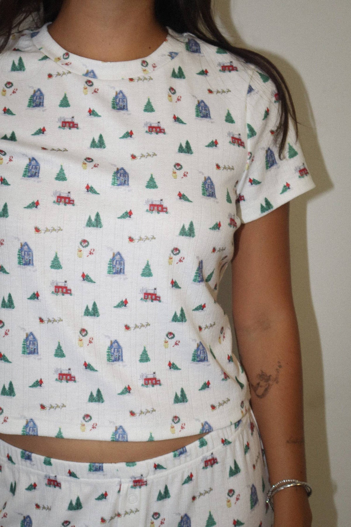 Winter Village Print Baby Tee