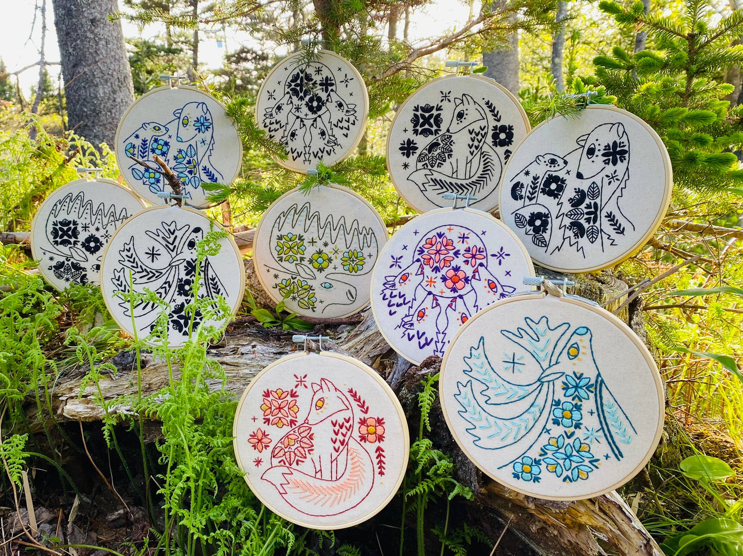 Hook, Line & Tinker - Folk Moose Complete Embroidery Kit - Colour