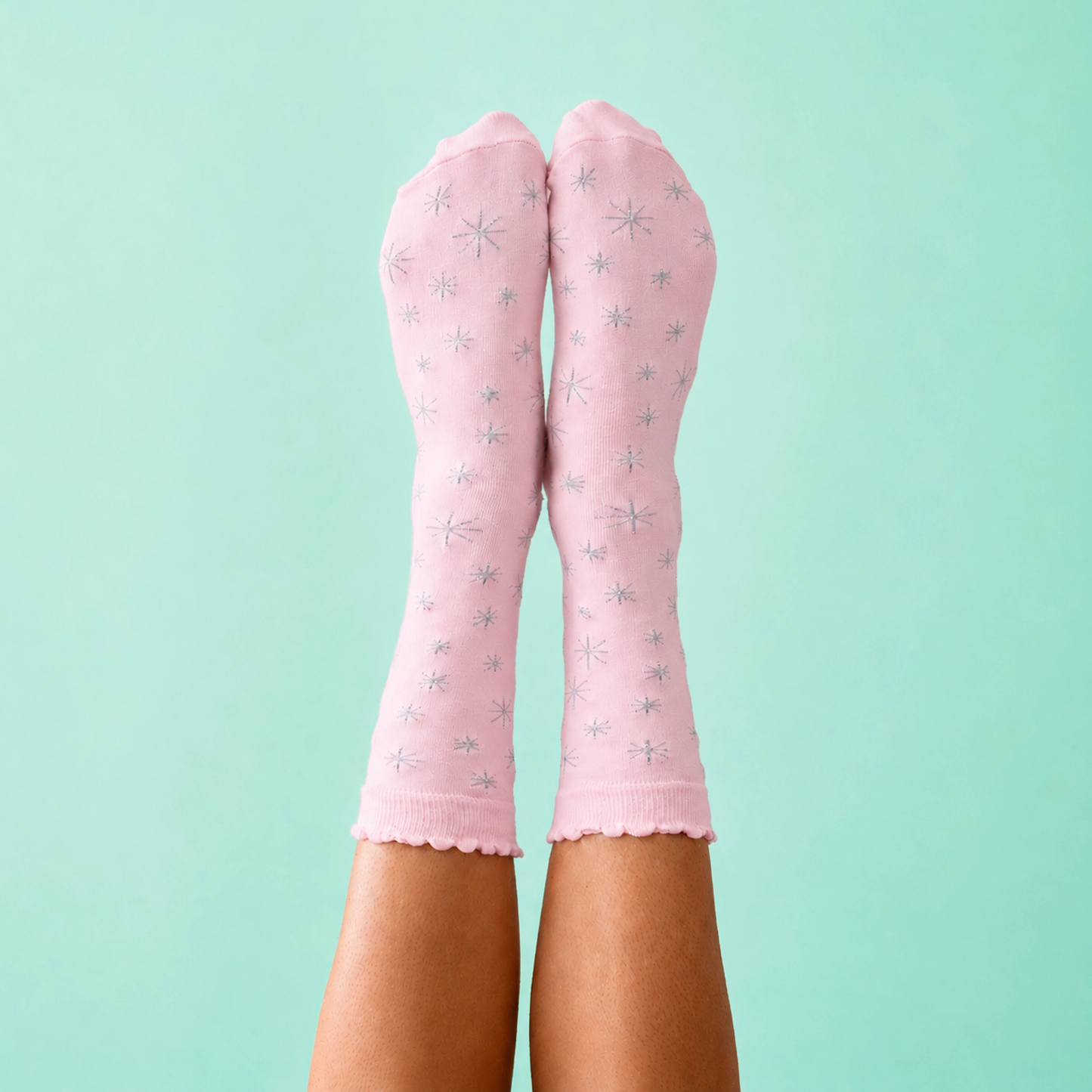 Star Crew Socks | Pink & Silver