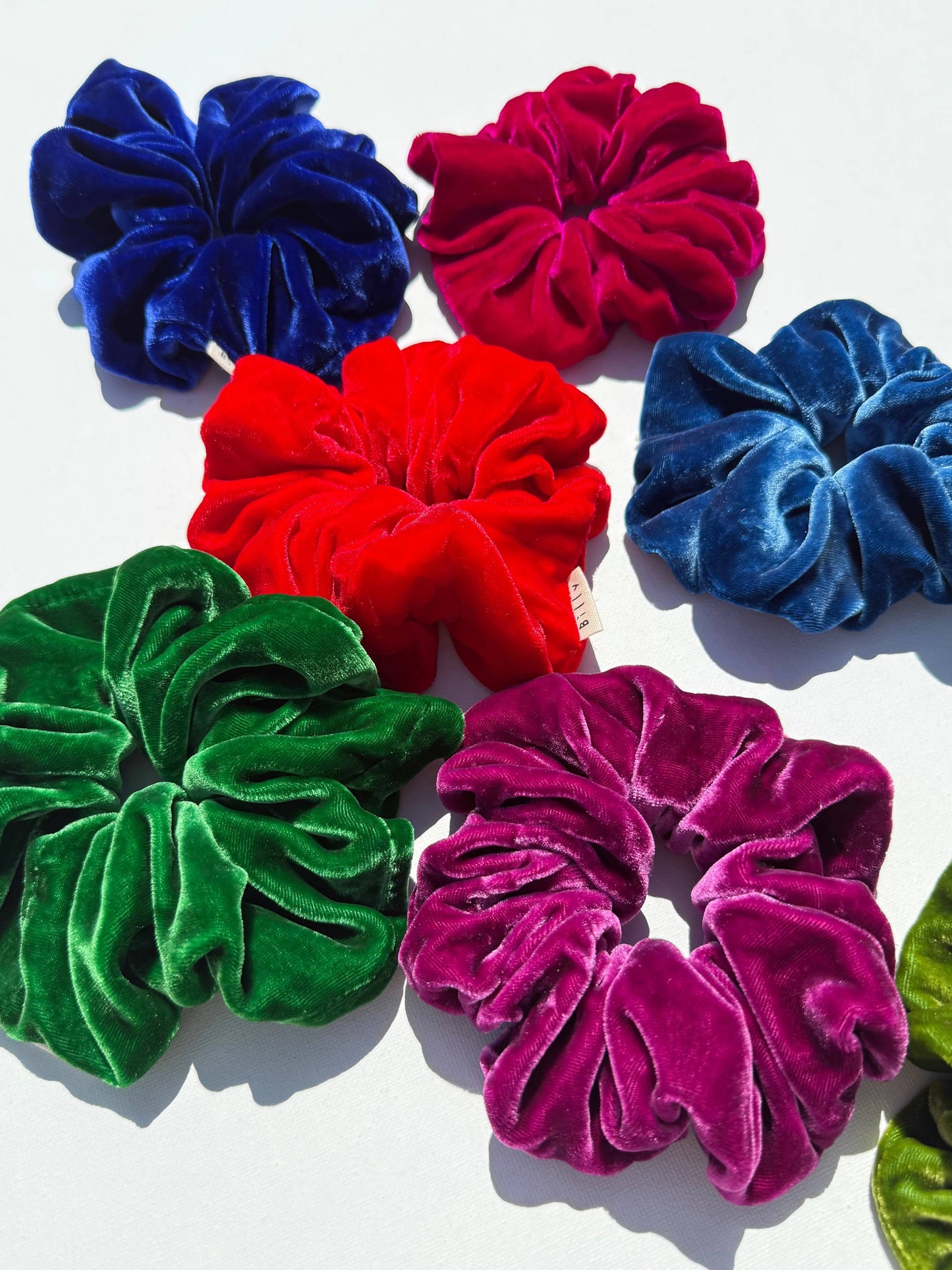 Billy Bamboo SILK VELVET SCRUNCHIES - crystal bright