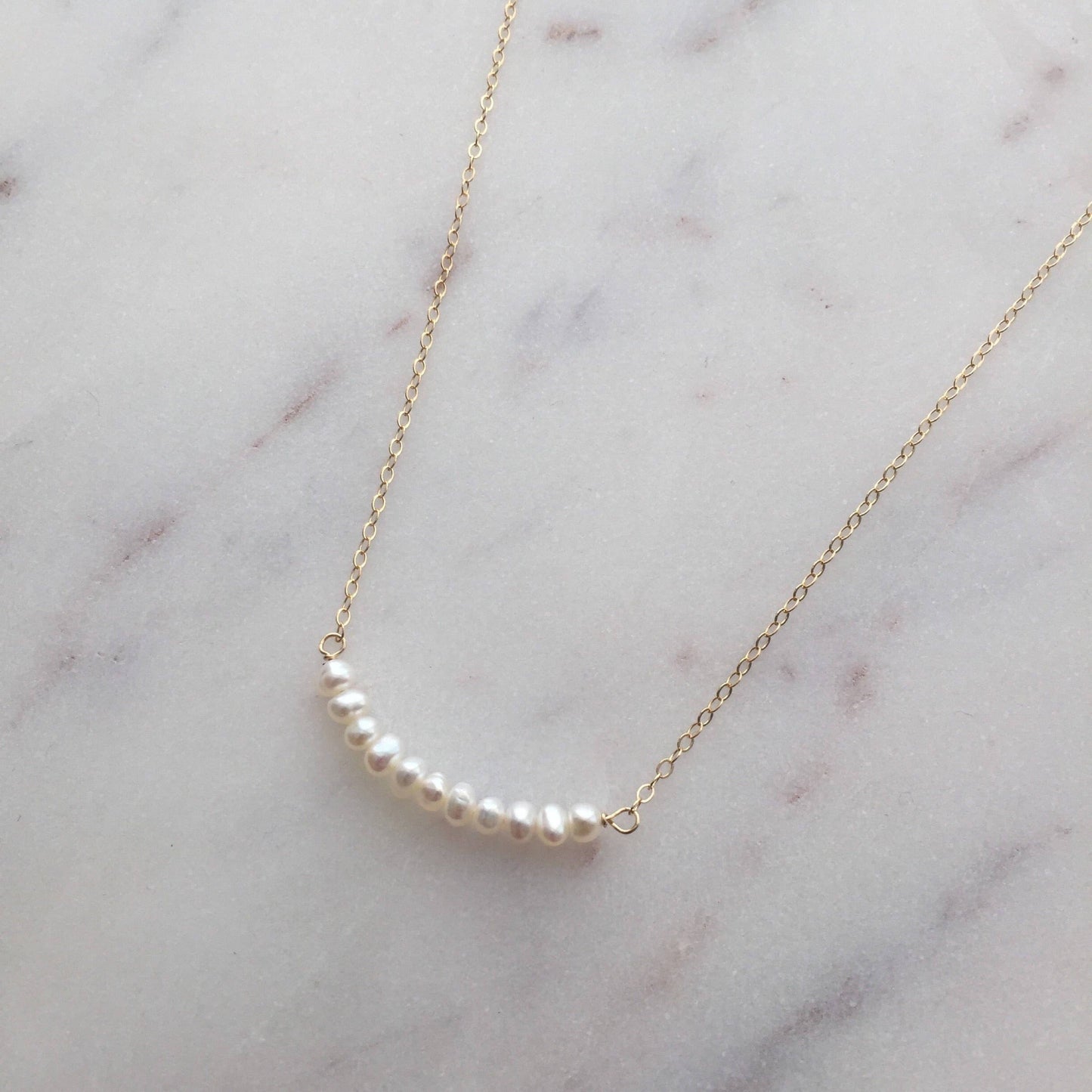 Hunter and Trove- Freshwater Pearls on 14K Rose Gold fill Necklace (Grace)