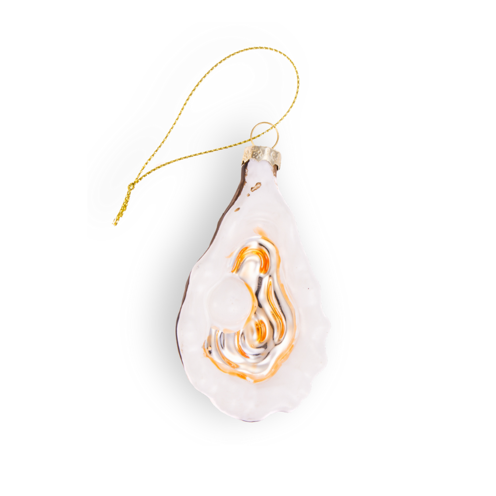 Vintage Glass Oyster & Pearl Christmas Ornament 2025