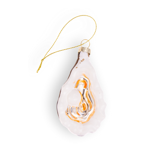 Vintage Glass Oyster & Pearl Christmas Ornament 2025