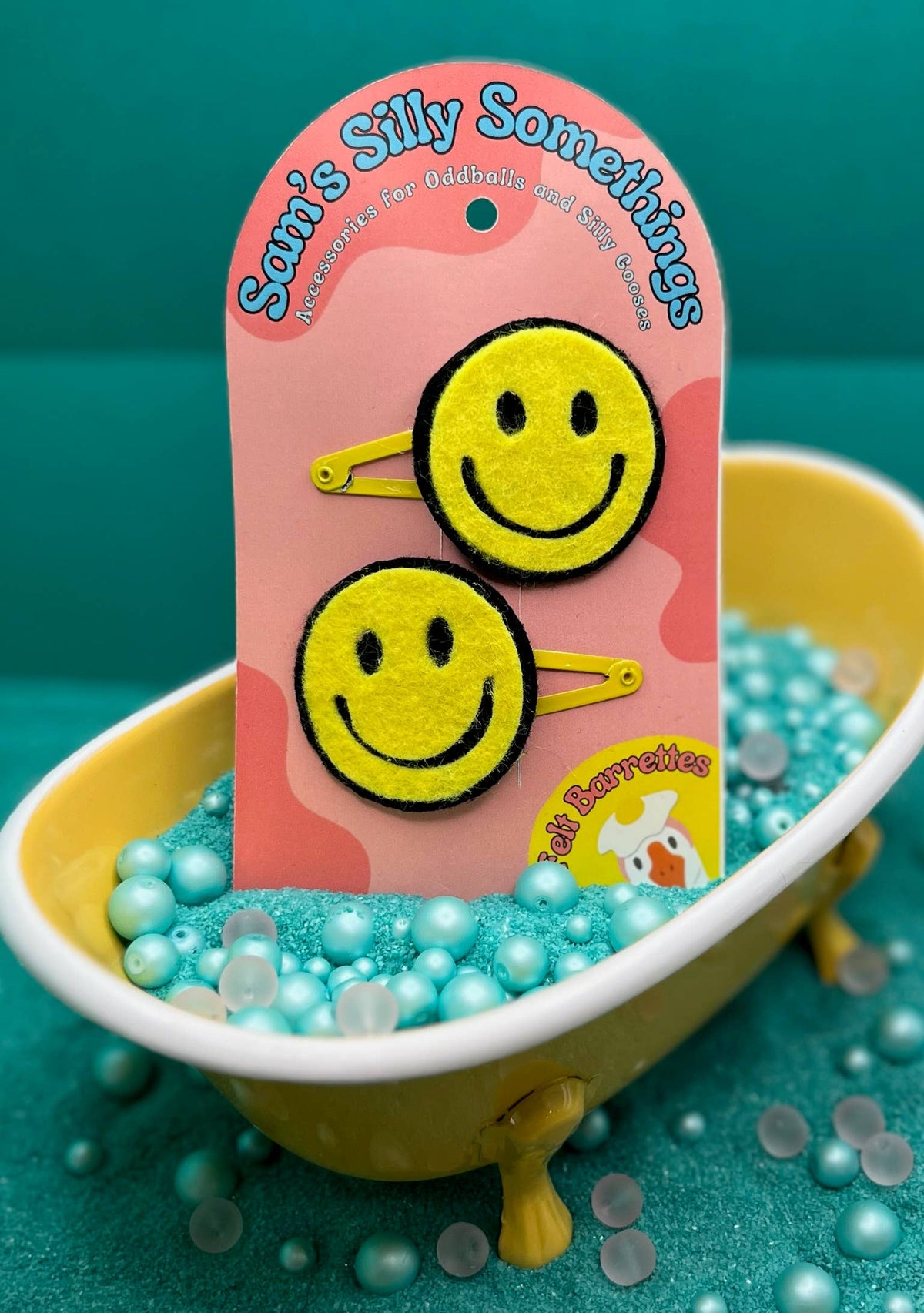 Smiley Face Barrettes | Felt Barrettes | Hair Accessories