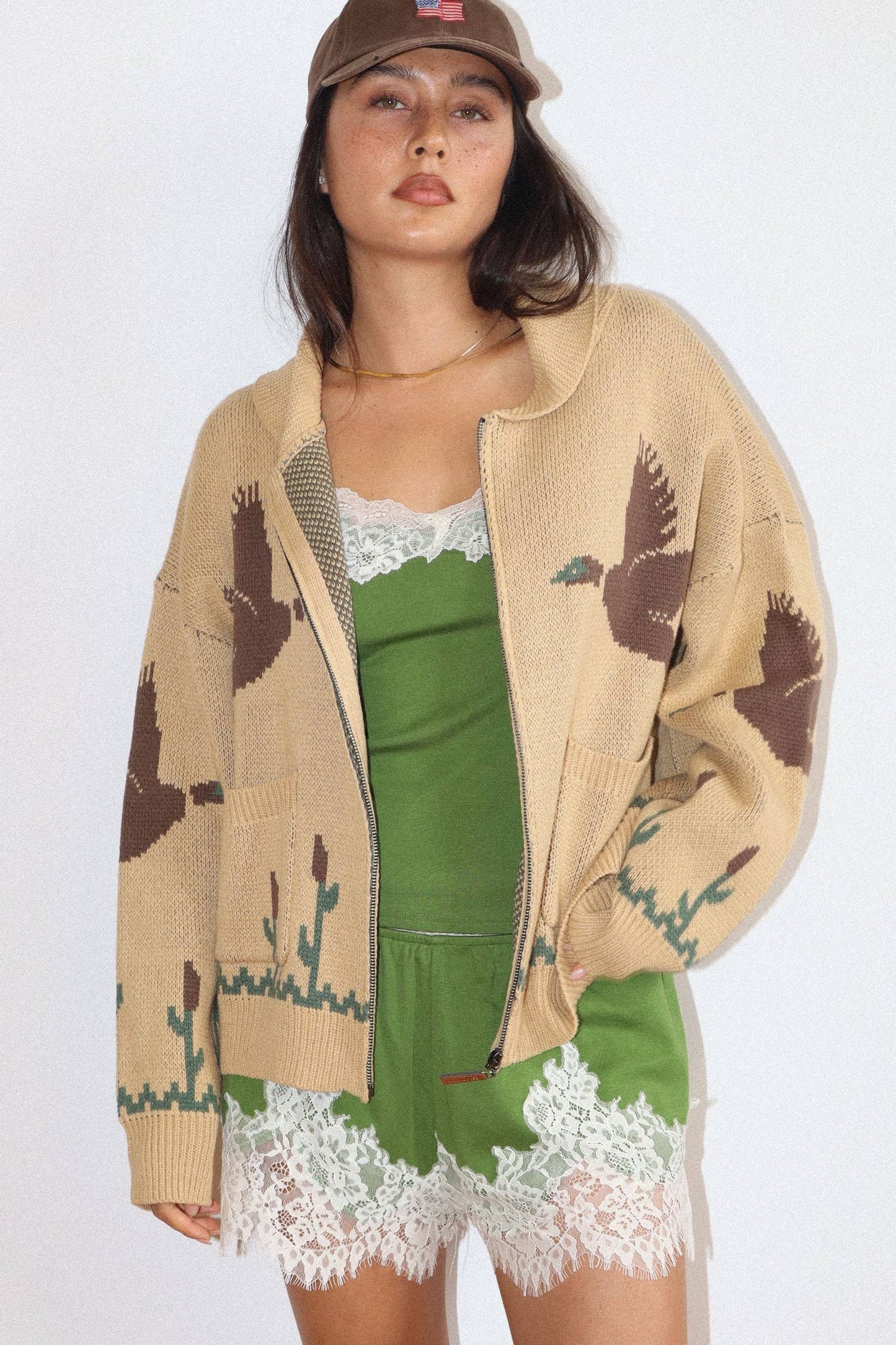 Desert Bird Knit Zip Cardigan