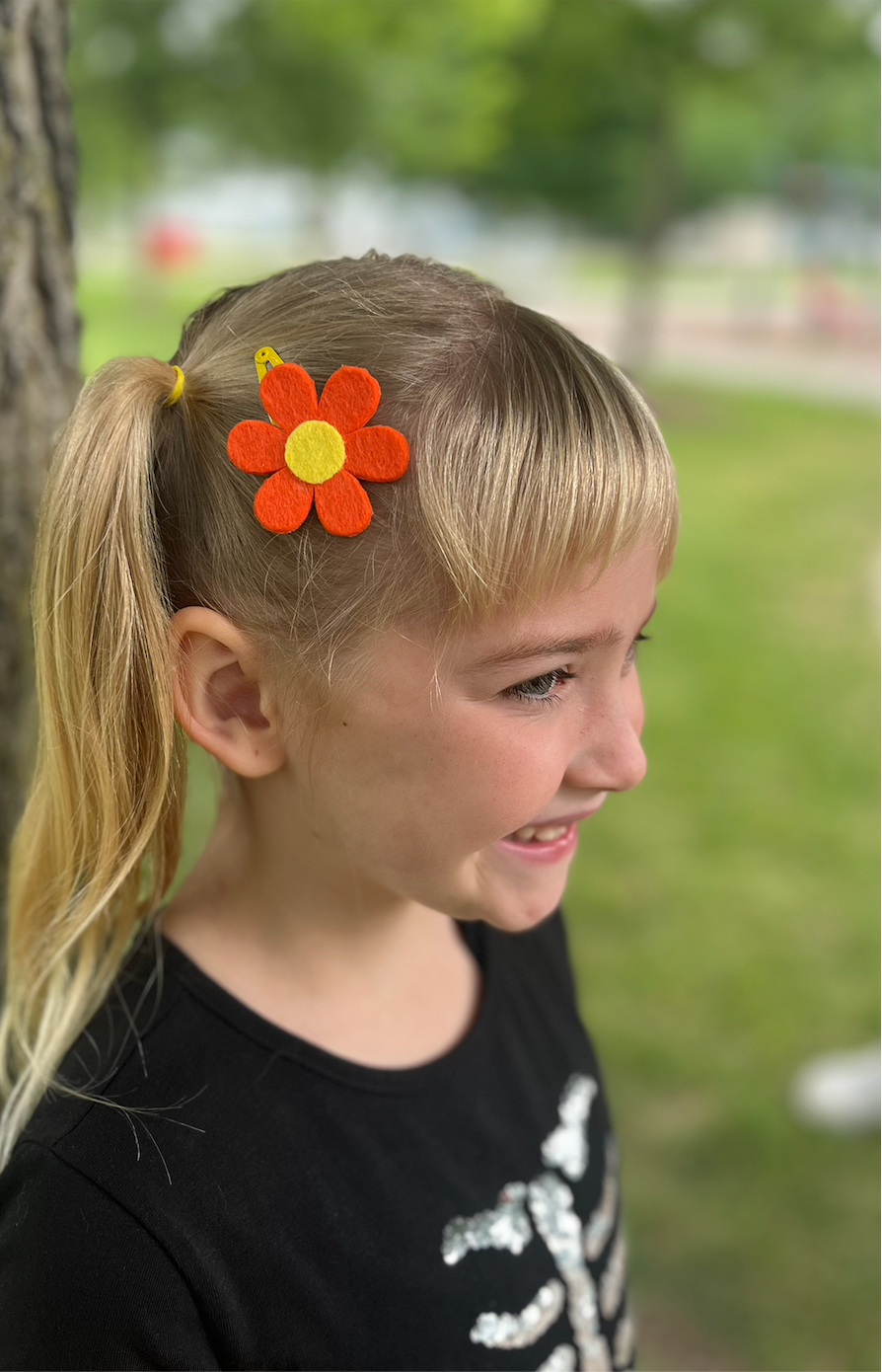 Orange Flower Barrettes | Felt Barrettes | Hair Accessories