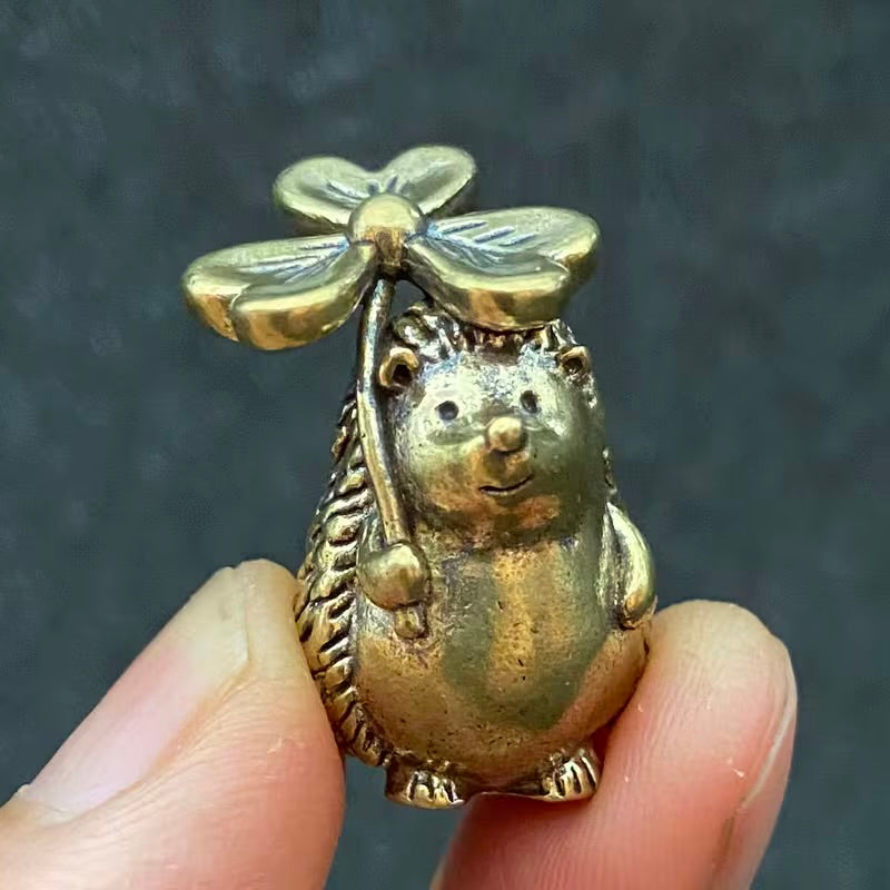 Brass Hedgehog with Flower