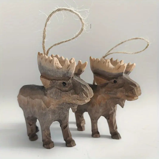Hand Carved Moose Ornamentment