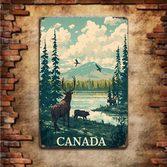 Canada Wildlife Metal Sign Moose Bear