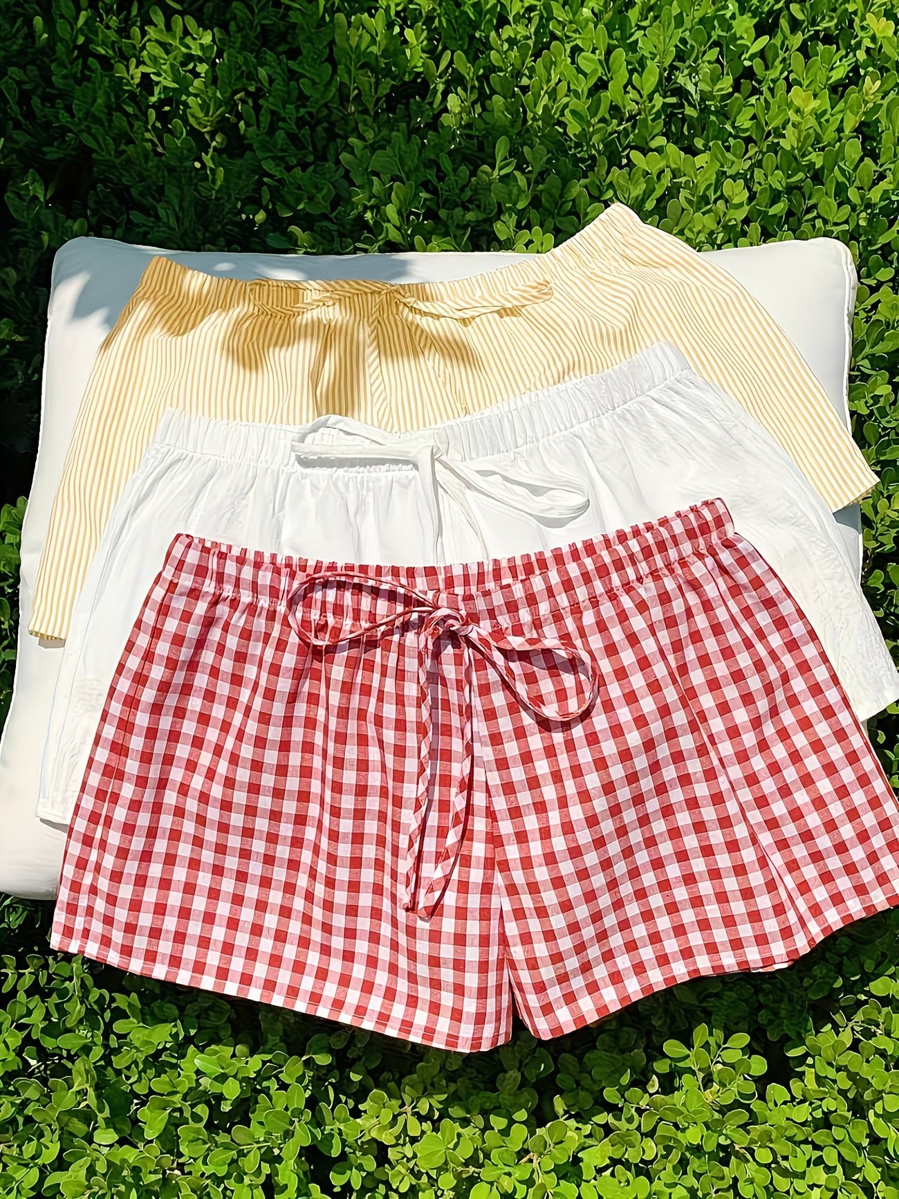White Crinkle Shorts