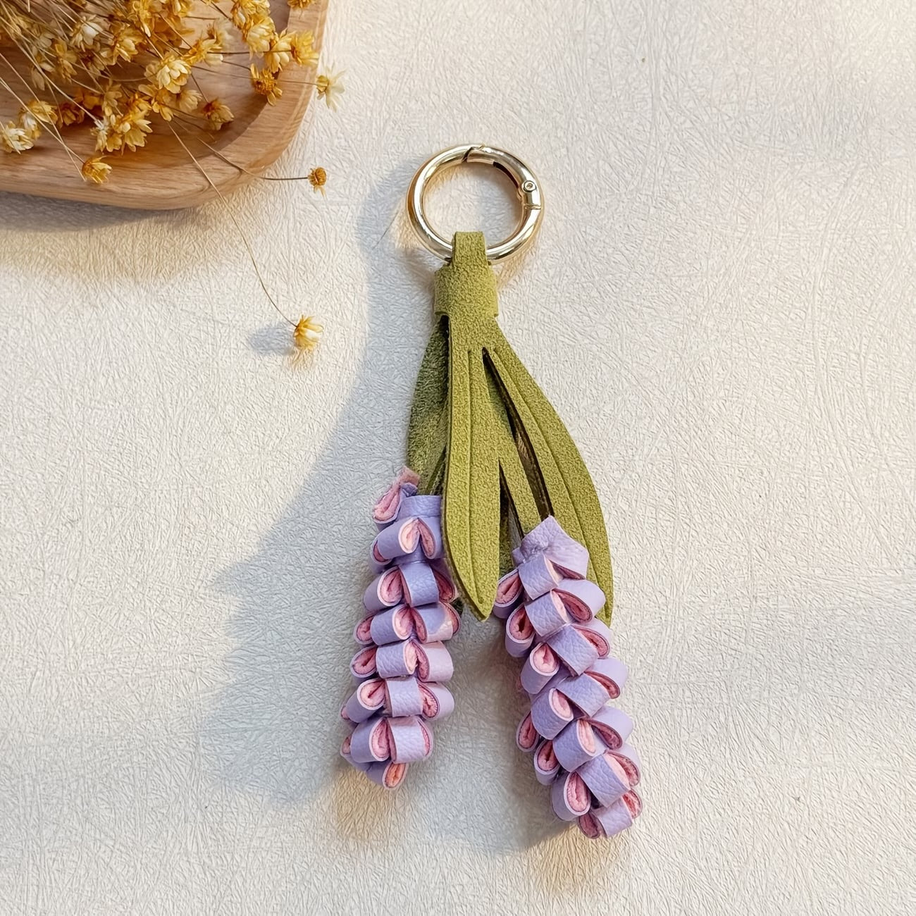 Lavender Handmade Leather keychain