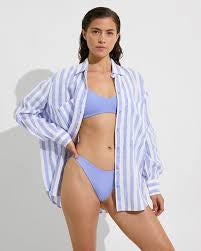 Left on Friday Getaway Buttondown Beach Stripe Shirt Riptide/Coconut