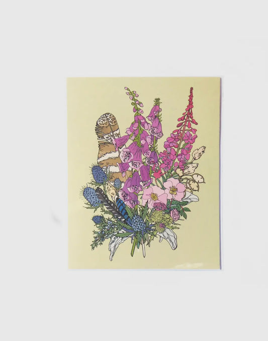 Wild Life Foxglove and Feathers Print