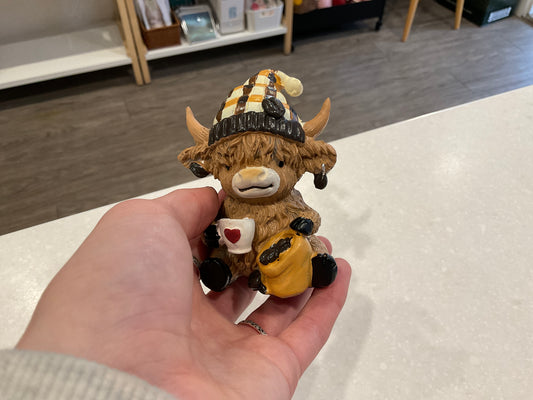 Coffee Highland Cow Figure