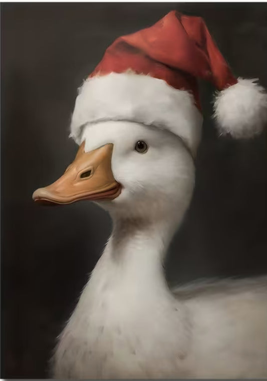 Duck In Santa Hat Print