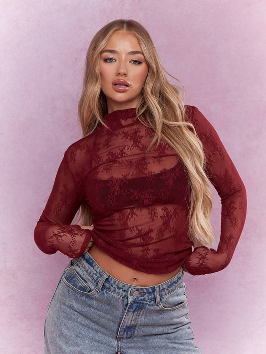 Burgundy Lace Blouse