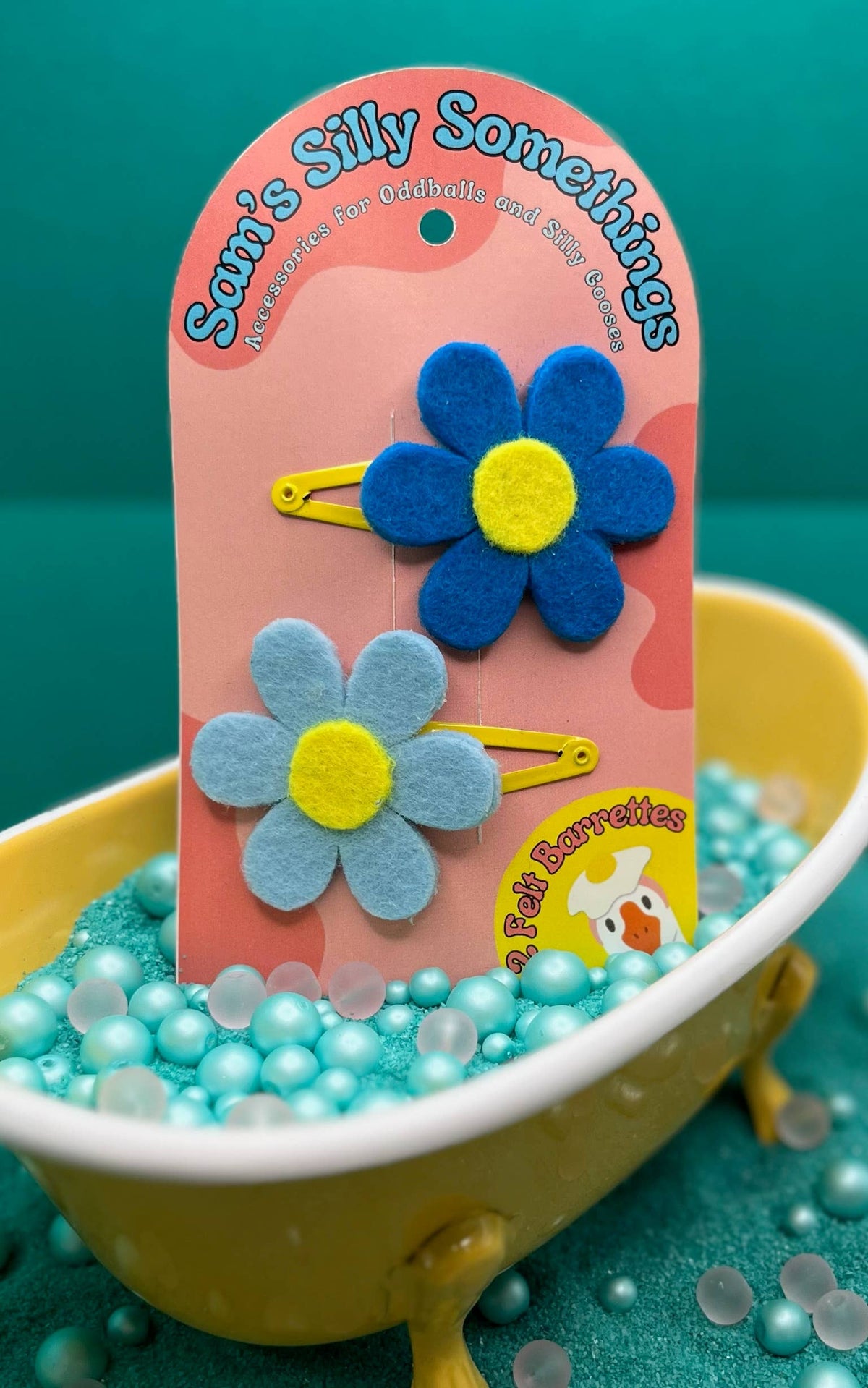 Blue Flower Barrettes | Felt Barrettes | Hair Accessories