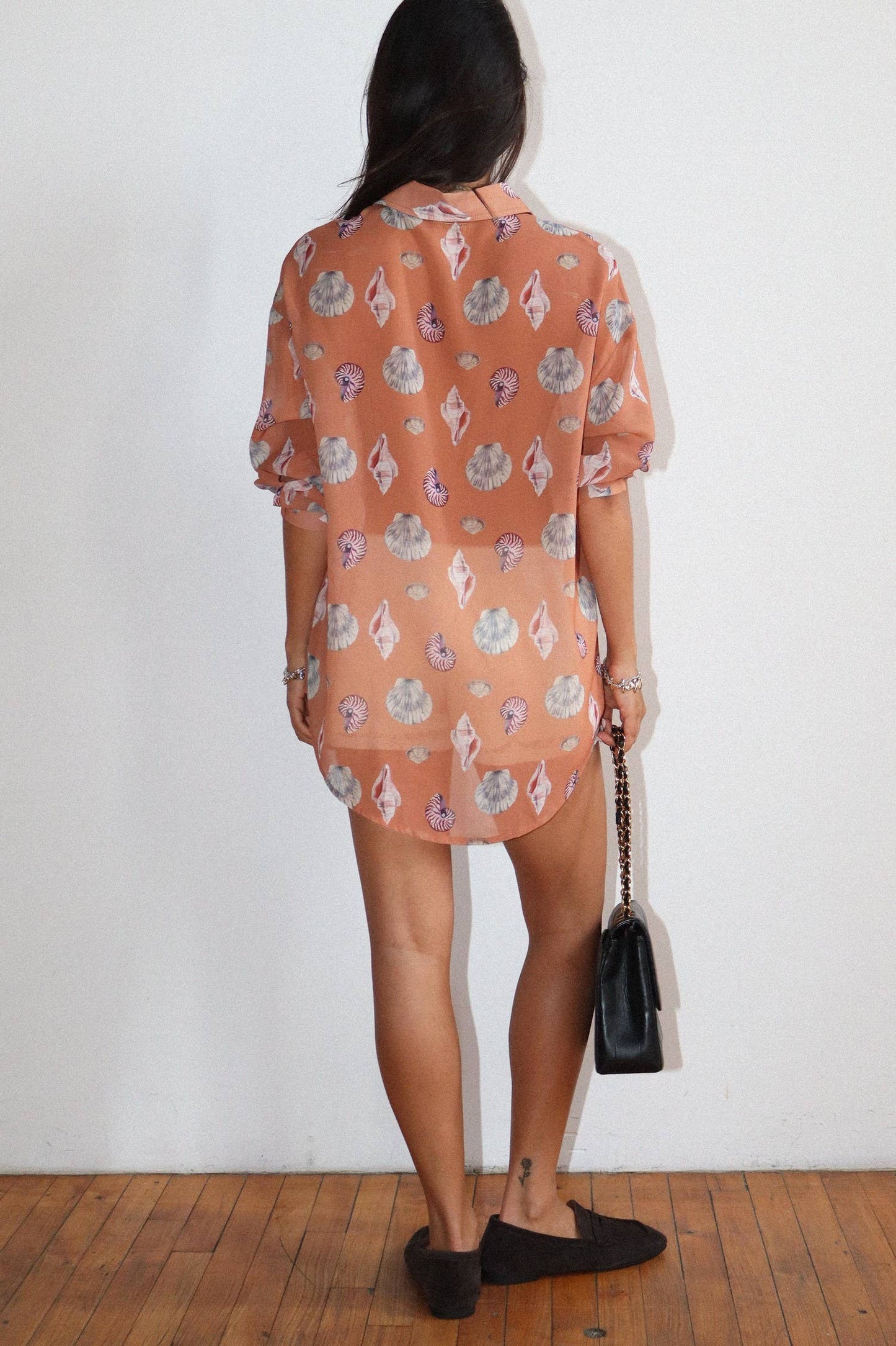 Seashell Print Button Down Shirt