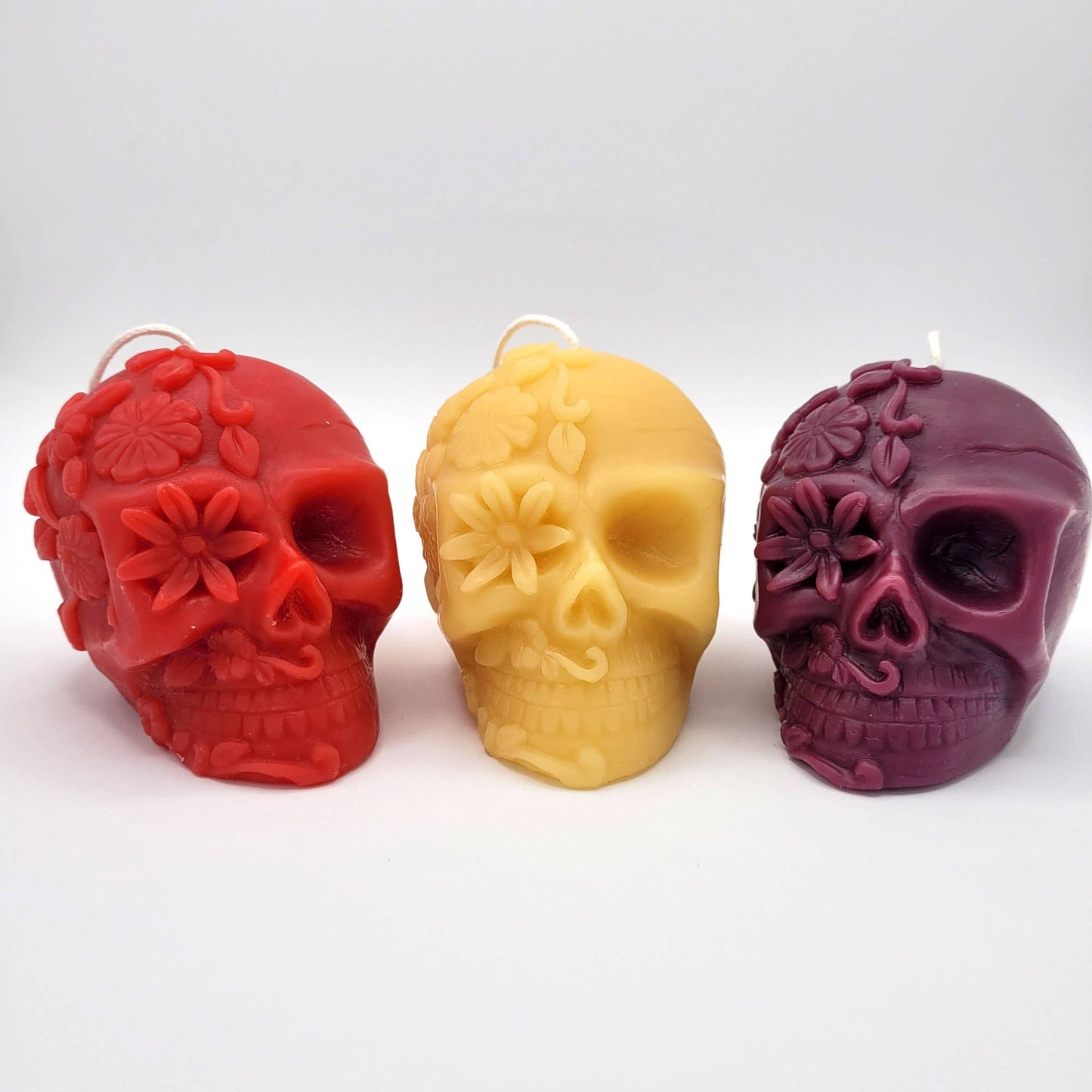 Beeswax Candle- Flower Skull