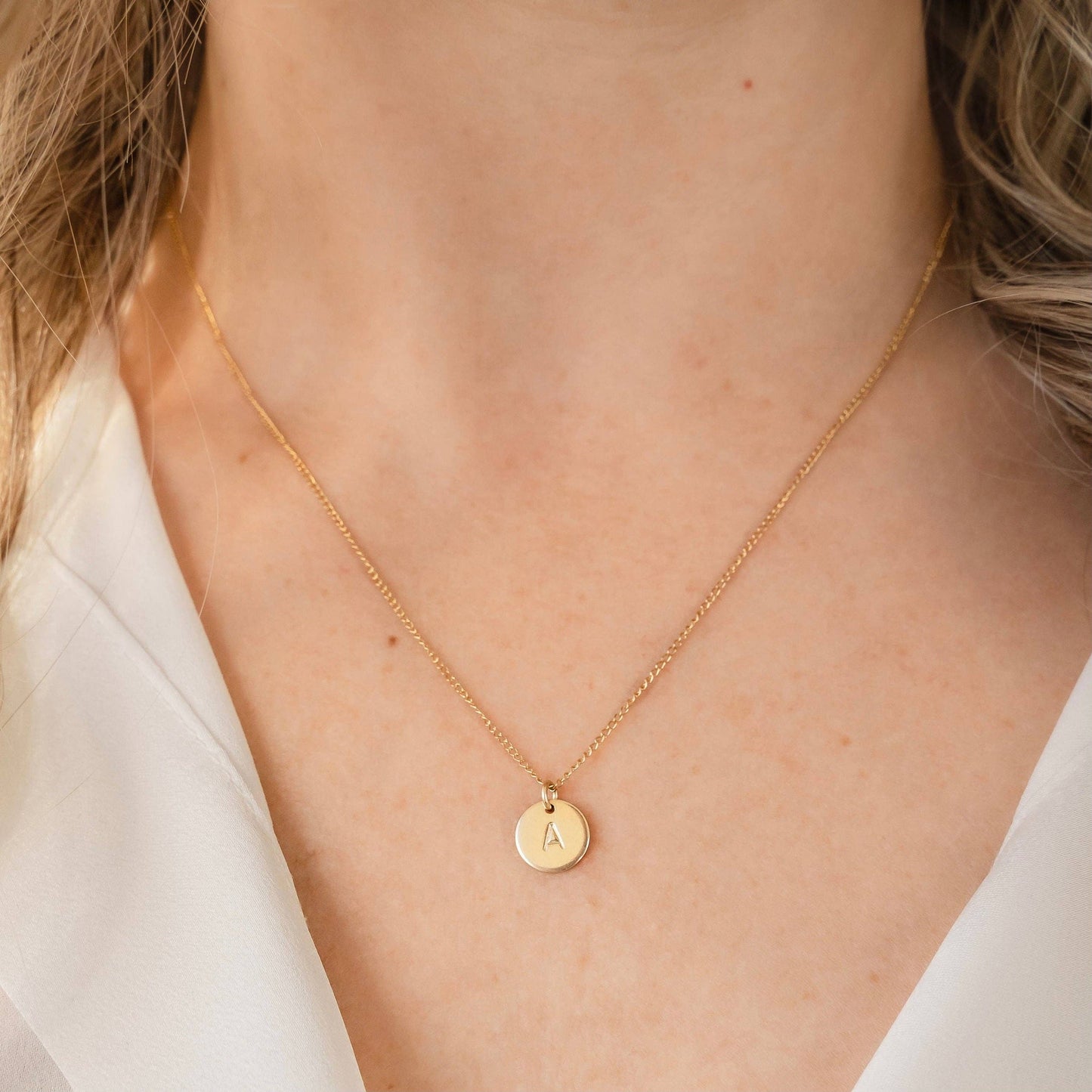Petite Gold Initial Coin Necklace