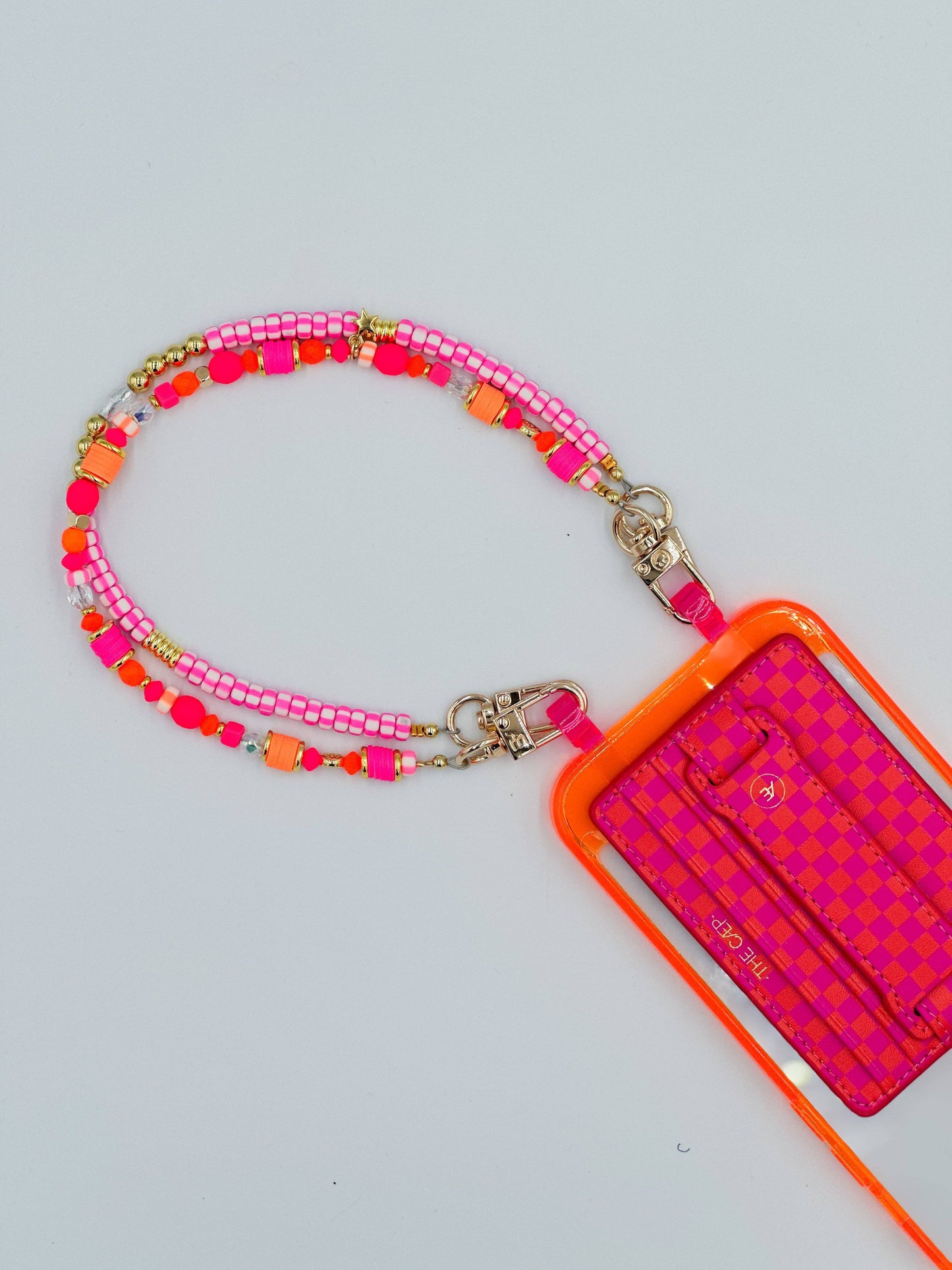 The Caep Pink/Orange Checkered Hoop Wallet