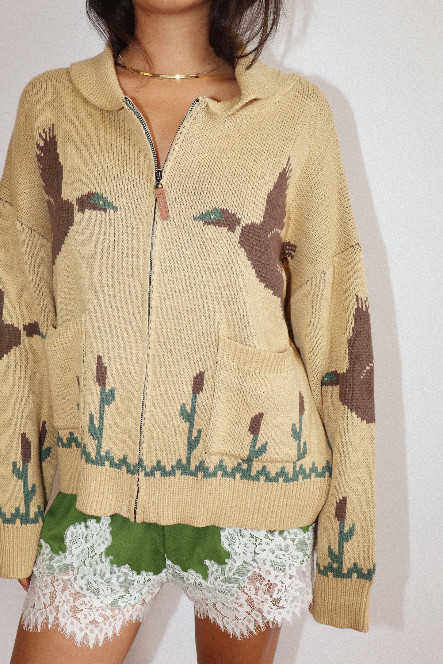 Desert Bird Knit Zip Cardigan