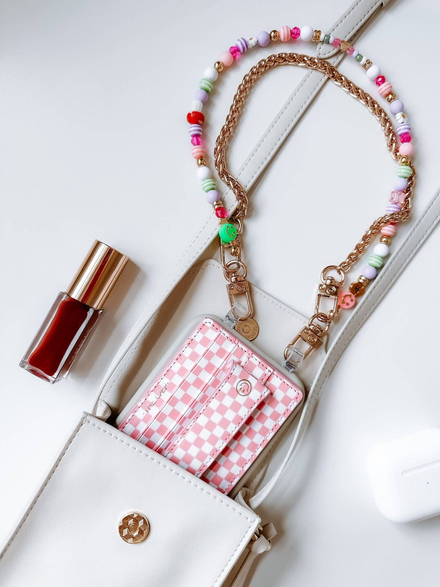 The Caep Pink Checkered Hoop Wallet