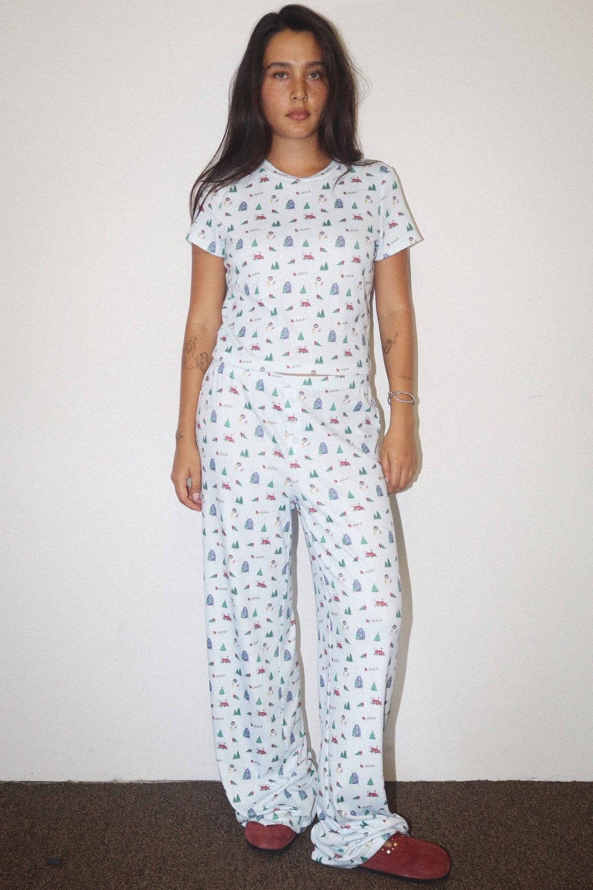 Winter Village Print Baby Tee