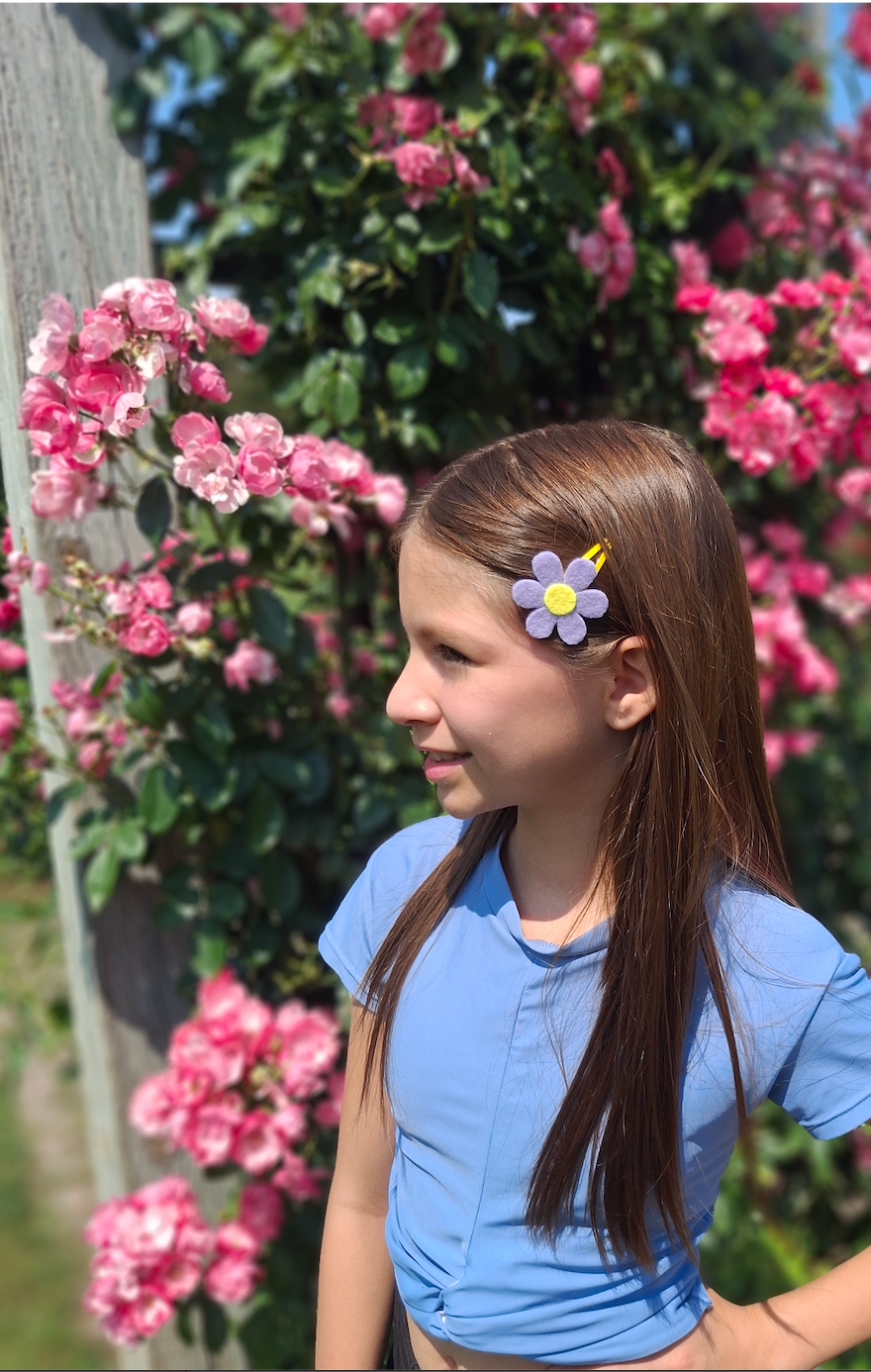 Purple Flower Barrettes | Felt Barrettes | Hair Accessories