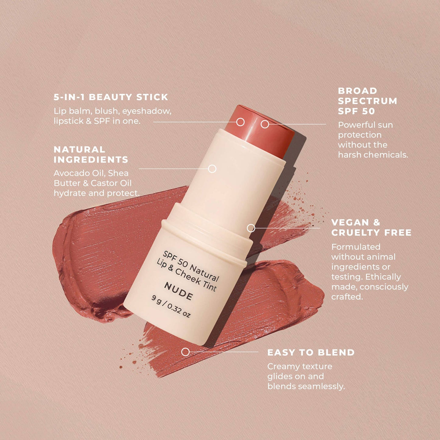 Avocado Zinc SPF 50 Natural Lip & Cheek Tint