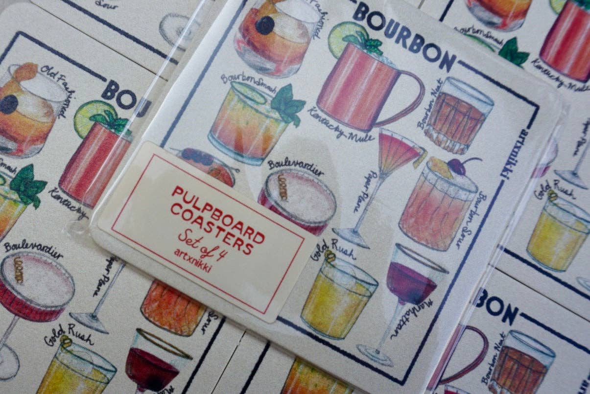 Classic Bourbon Cocktail Coaster Set of 4