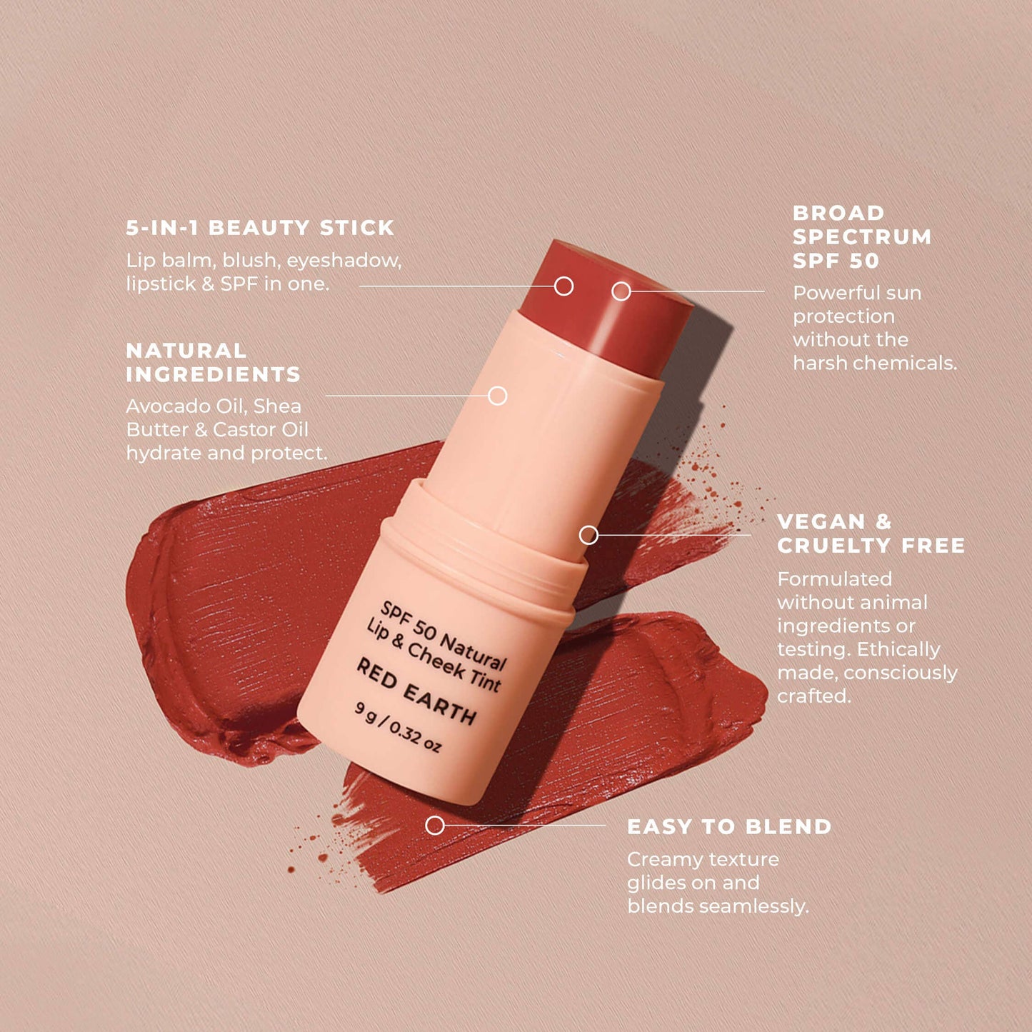 Avocado Zinc SPF 50 Natural Lip & Cheek Tint