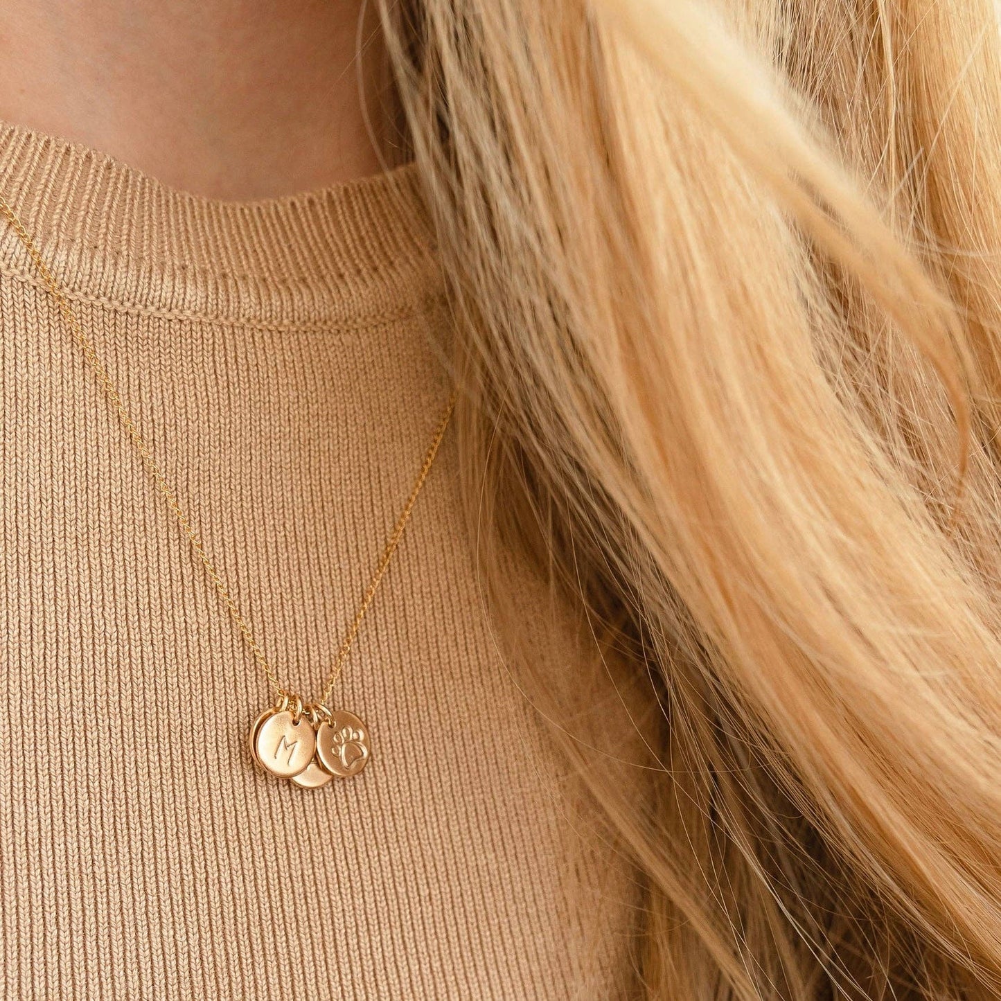 Petite Gold Initial Coin Necklace