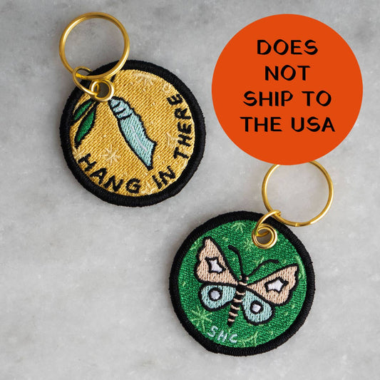 Hang in There (Cocoon) Double-Sided Embroidered Keychain