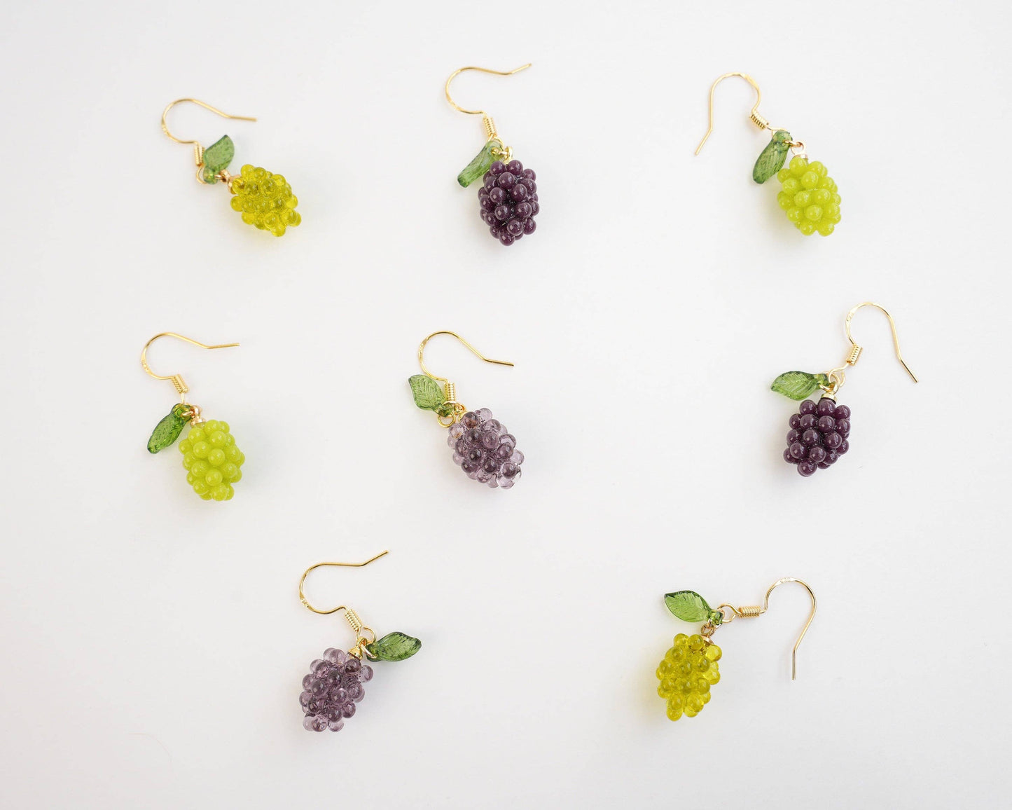 Grape Dangle Earrings | Aesthetic Jewellery | Miniature Fruit Jewelry | 18k Gold Drop Earrings | Gift for Her | Cute Earrings for Friends