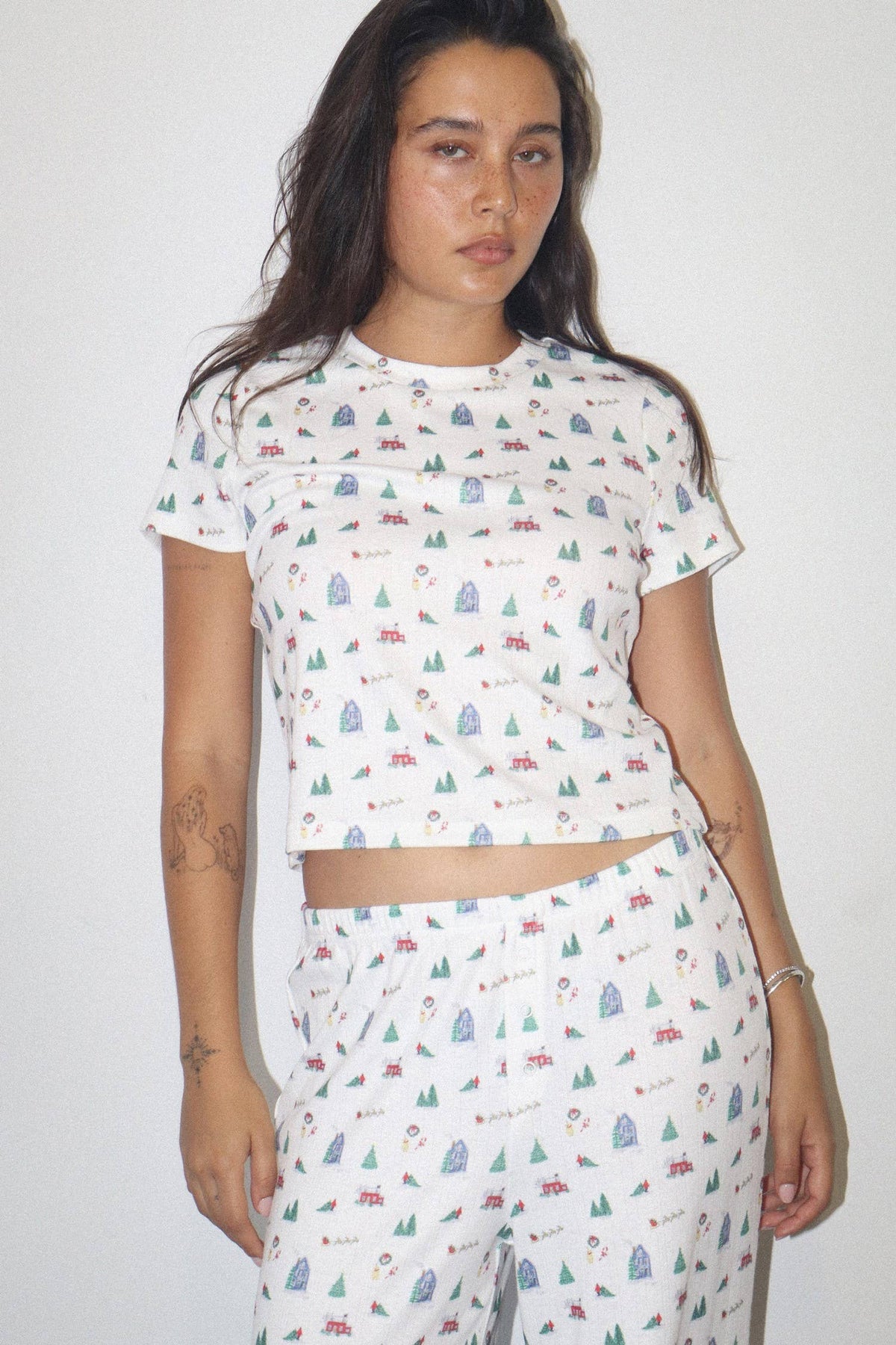 Winter Village Print Baby Tee