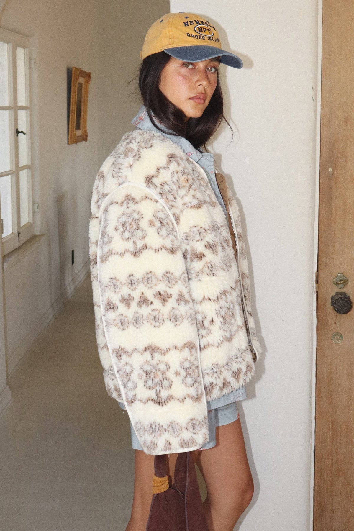 Zip-Front Fuzzy Sherpa Jacket