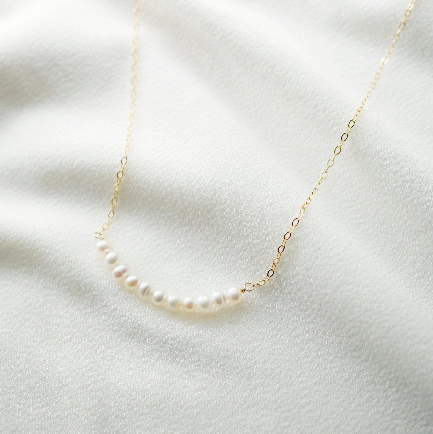 Hunter and Trove- Freshwater Pearls on 14K Rose Gold fill Necklace (Grace)